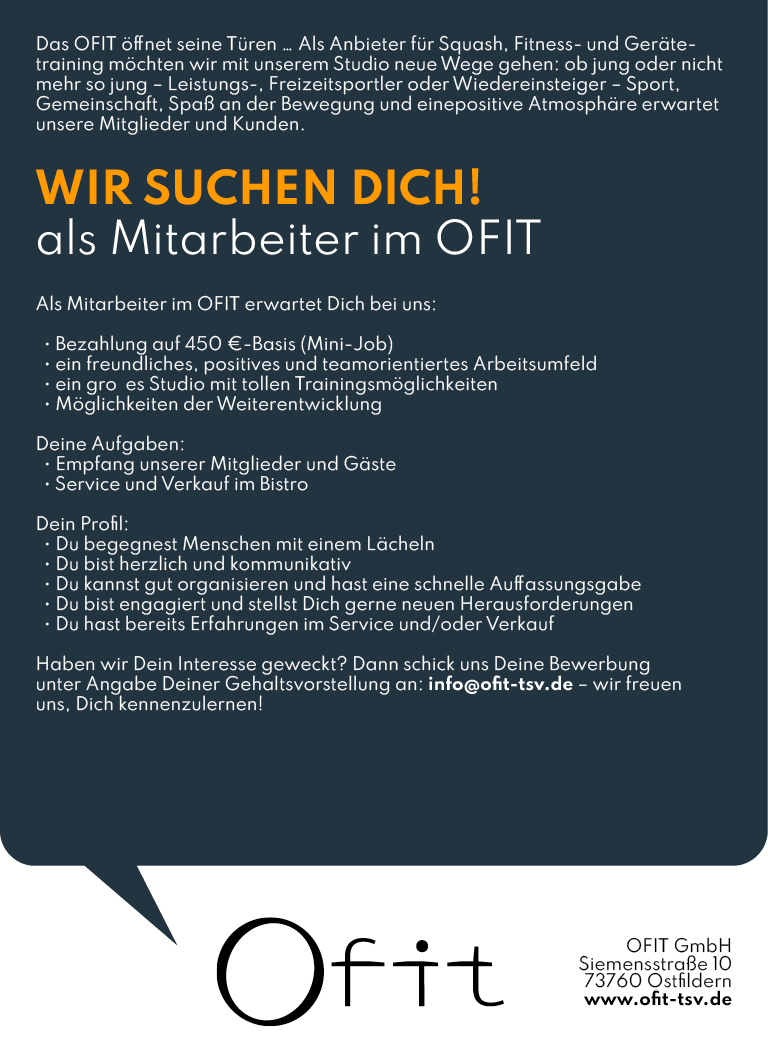 OFIT GmbH Stellenausschreibung Minijob mwd